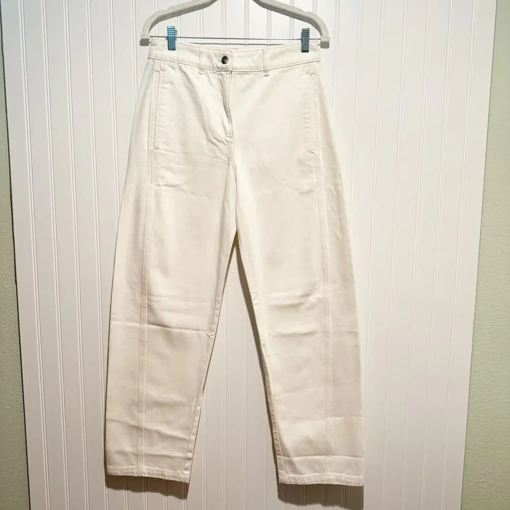 J Crew Relaxed Barrel Leg Jeans White Denim Size 0 NEW